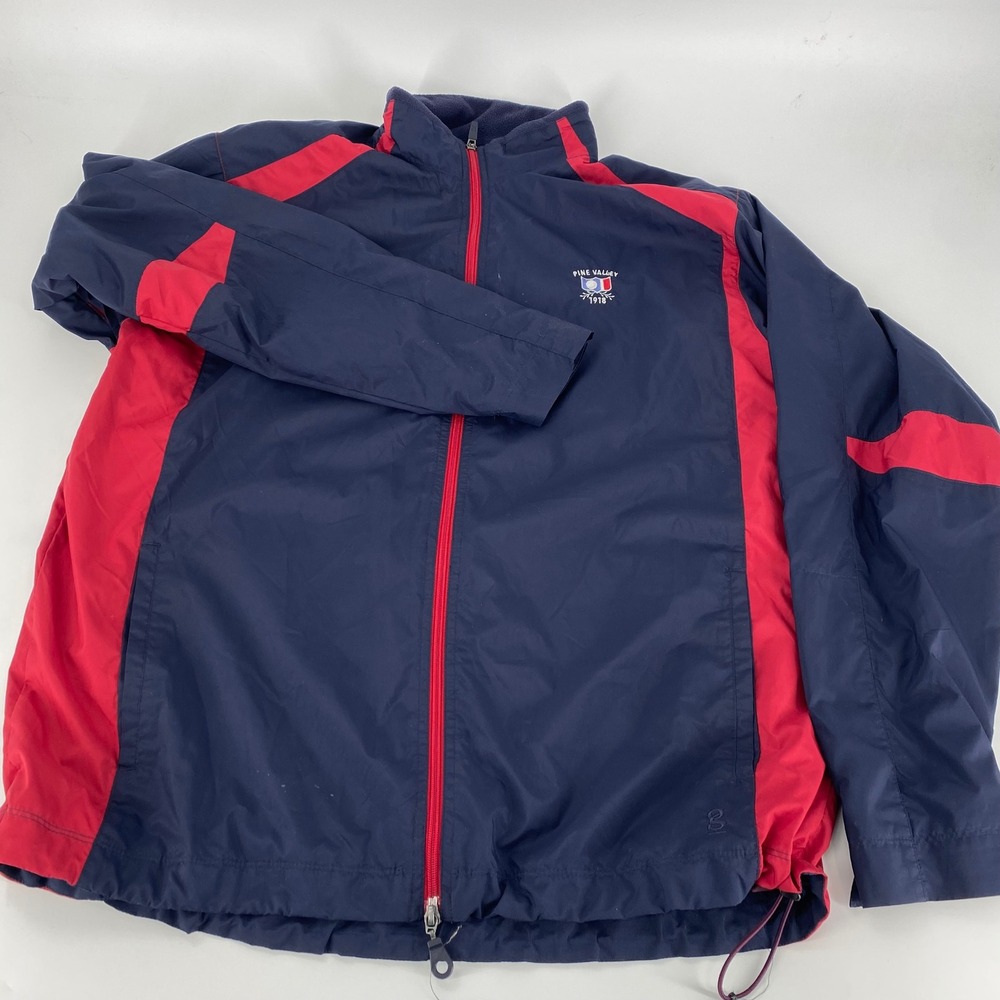 GEAR FOR SPORTS Mens Navy Red Full Zip Windbreaker Jacket Size L Pine Valley